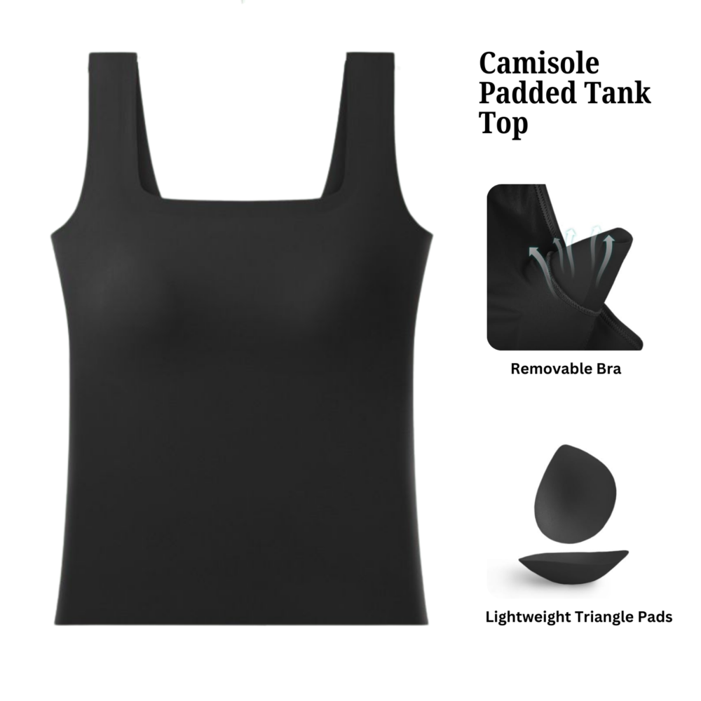 CareDone Women's & Girl's Regular Wear Plain Square Neck Bra Top (Removable Pads) Camisole Tank Top. - Image 3